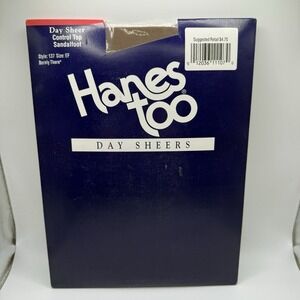 Vtg Hanes Too Pantyhose Day Sheer‎ Control Top Sandalfoot Size EF Barely There